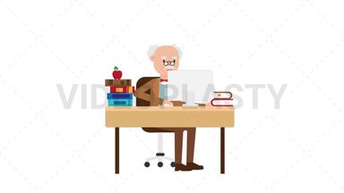 Professor Working at his Desk Stock Animation