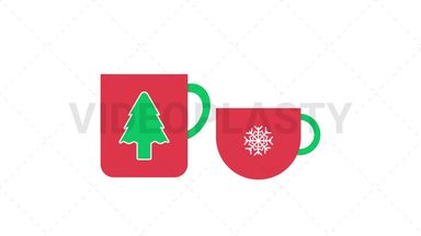 Red Christmas Mugs Icon Stock Animation