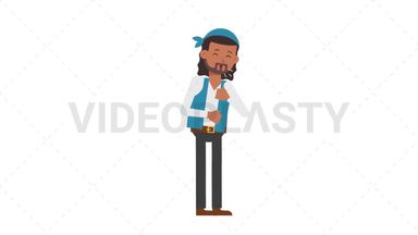 Romani Man Coughing Stock Animation