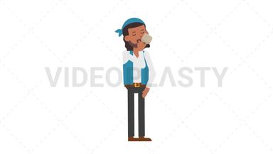 Romani Man Drinking Coffee Stock Animation