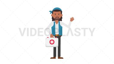 Romani Man Holding First Aid Kit Stock Animation