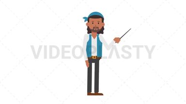 Romani Man Holding Pointer Stick Stock Animation