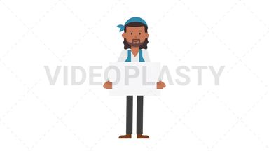 Romani Man Holding Poster Stock Animation
