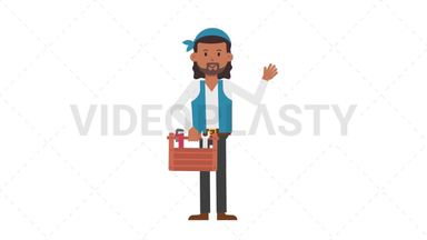 Romani Man Holding Toolbox Stock Animation