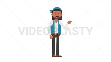 Romani Man Pointing Right Stock Animation