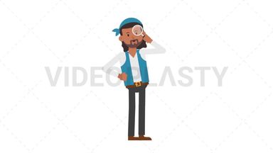 Romani Man Searching with a Magnifying Glass Stock Animation