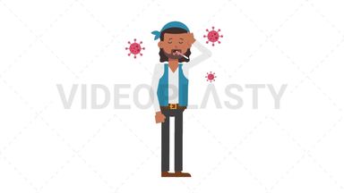 Romani Man Sick with Covid Stock Animation