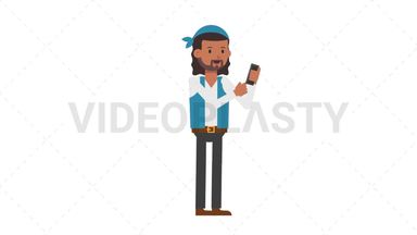 Romani Man Using Phone Stock Animation