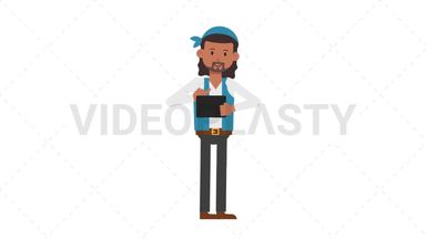 Romani Man Using Tablet Happy Stock Animation