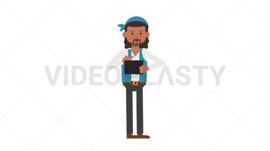 Romani Man Using Tablet Sad Stock Animation