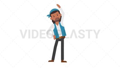 Romani Man Warmup Exercise Stock Animation