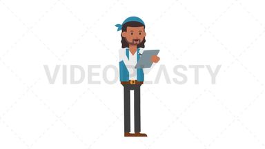Romani Man Writing on Clipboard Stock Animation