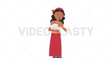Romani Woman Coughing Stock Animation