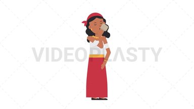 Romani Woman Drinking Coffee Stock Animation
