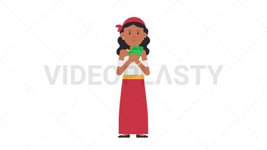 Romani Woman Holding Cash Stock Animation
