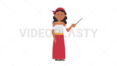 Romani Woman Holding Pointer Stick Stock Animation