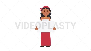Romani Woman Holding Poster Stock Animation