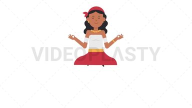 Romani Woman Meditate Stock Animation