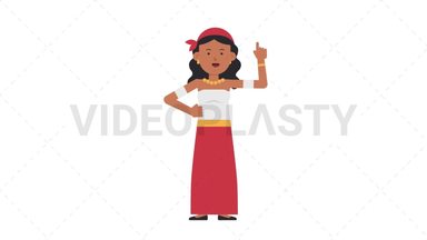 Romani Woman Pointing Above Stock Animation