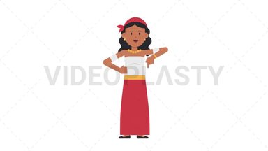 Romani Woman Pointing Below Stock Animation