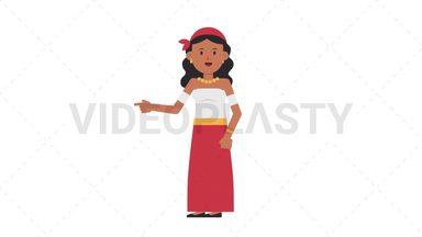 Romani Woman Pointing Left Stock Animation