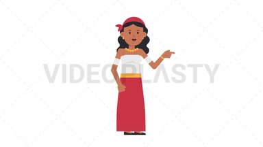 Romani Woman Pointing Right Stock Animation
