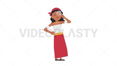 Romani Woman Searching with a Magnifying Glass Stock Animation