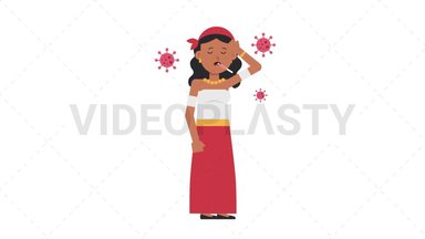 Romani Woman Sick with Covid Stock Animation