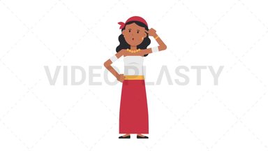 Romani Woman Thinking Stock Animation