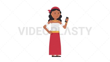Romani Woman Using Phone Stock Animation