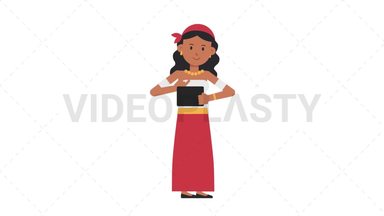 Romani Woman Using Tablet Happy Stock Animation