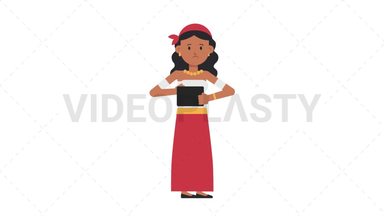 Romani Woman Using Tablet Sad Stock Animation