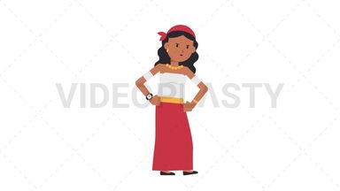 Romani Woman Waiting Stock Animation