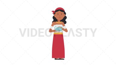 Romani Woman Washing Hands Stock Animation