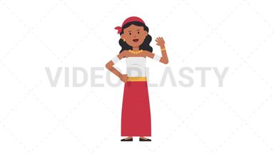 Romani Woman Waving Stock Animation