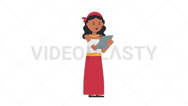 Romani Woman Writing on Clipboard Stock Animation