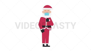 Santa Claus Face Mask Coughing Stock Animation