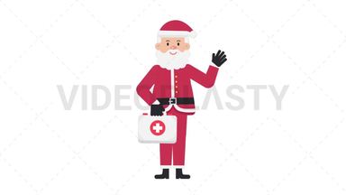 Santa Claus Holding First Aid Kit Stock Animation
