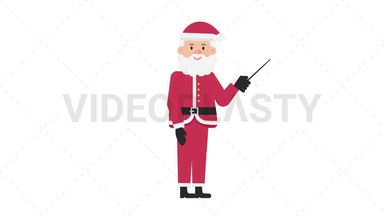 Santa Claus Holding Pointer Stick Stock Animation