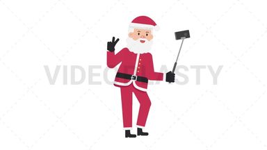 Santa Claus Selfie Stick Stock Animation