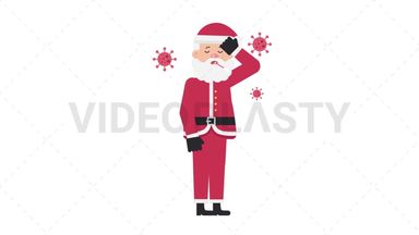 Santa Claus Sick with Covid Stock Animation