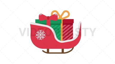 Santa Claus Sleigh with Gifts Stock Animation