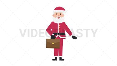 Santa Claus Waving with Briefcase Stock Animation