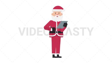 Santa Claus Writing on Clipboard Stock Animation