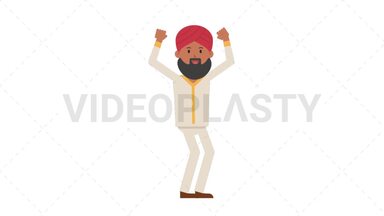 Sikh Man Cheer Stock Animation