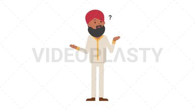 Sikh Man Confused Stock Animation