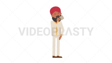 Sikh Man Drinking Coffee Stock Animation