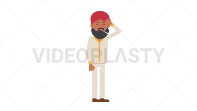 Sikh Man Fever Stock Animation