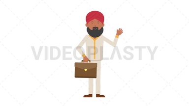 Sikh Man Holding Briefcase Stock Animation