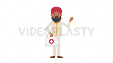 Sikh Man Holding First Aid Kit Stock Animation